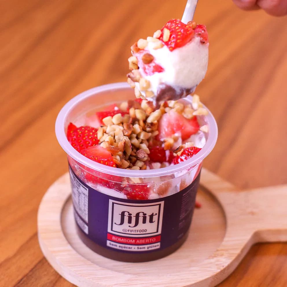 Bombom aberto de morango
